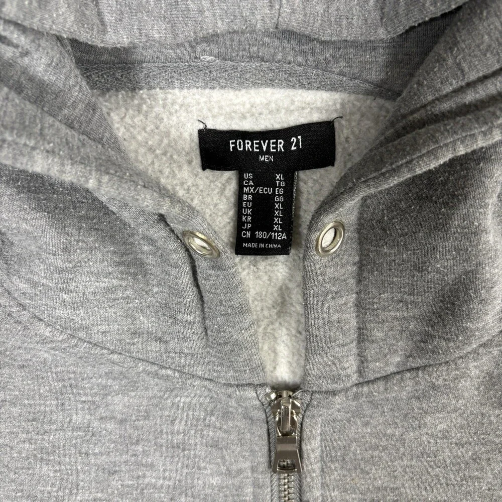 Forever 21 Gray Zip Up Hoodie Men’s Size XL
